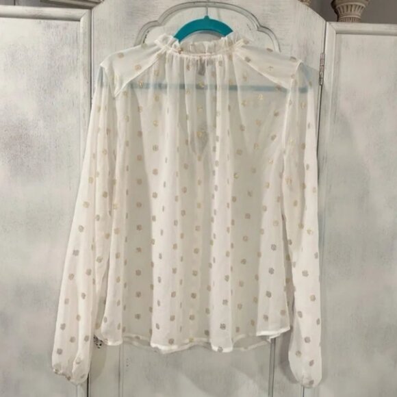 Palette White & Gold Polka Dot Sheer Blouse - Size XL - Picture 7 of 8